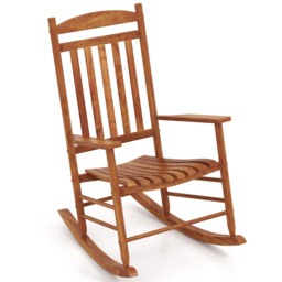 Costway Natural Wood Outdoor Rocking Chair - Size: 124 x 66 x 12cm - Cream - Wilko - thumbnail 3