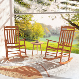 Costway Natural Wood Outdoor Rocking Chair - Size: 124 x 66 x 12cm - Cream - Wilko - thumbnail 4