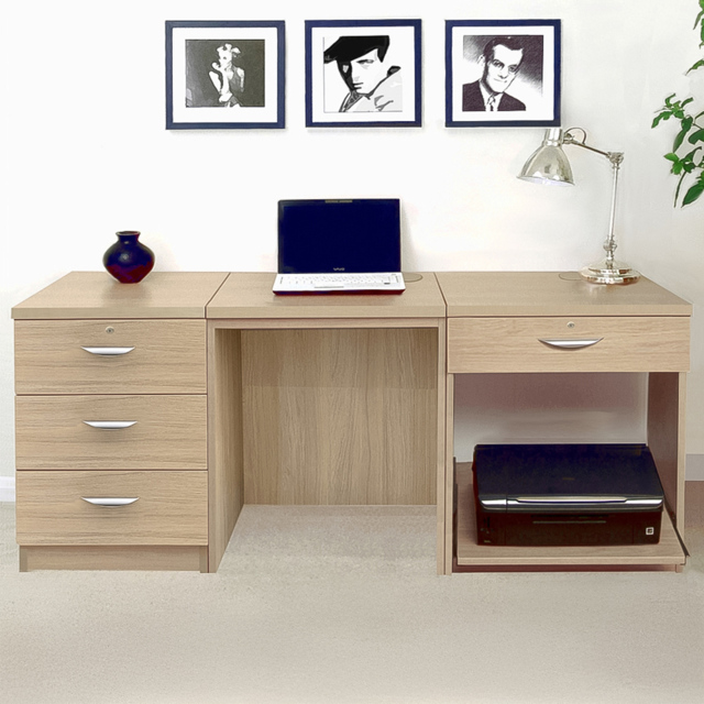 R White Cabinets 4 Drawer Brown Set-11 Desk with Printer Shelf - Size: 72.8 x 167.9 x 54cm - Wilko - image 1