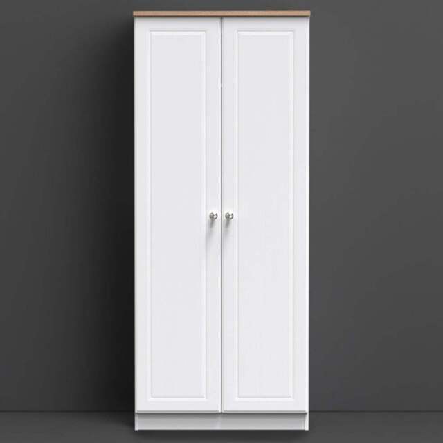 Crowndale Norfolk 2 Door White Ash and Bardolino Oak Double Wardrobe - Wilko - image 1