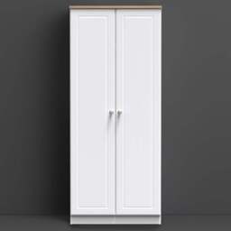 Crowndale Norfolk 2 Door White Ash and Bardolino Oak Double Wardrobe - Wilko - thumbnail 1