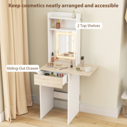 Portland White Compact Dressing Table with Lighted Mirror - Size: 152 x 45 x 45cm - Wilko - thumbnail 6