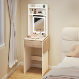 Portland White Compact Dressing Table with Lighted Mirror - Size: 152 x 45 x 45cm - Wilko - thumbnail 4
