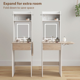 Portland White Compact Dressing Table with Lighted Mirror - Size: 152 x 45 x 45cm - Wilko - thumbnail 5