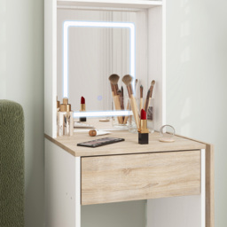 Portland White Compact Dressing Table with Lighted Mirror - Size: 152 x 45 x 45cm - Wilko - thumbnail 3