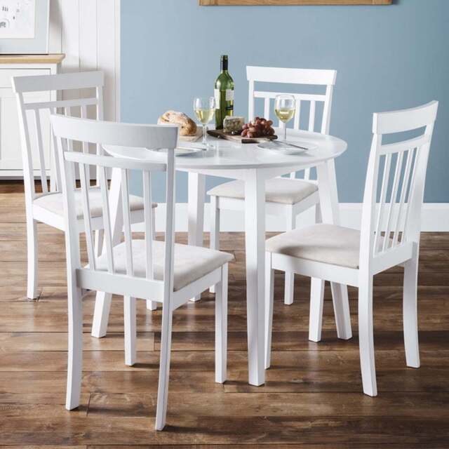 Julian Bowen Coast 4 Seater White Dropleaf Table Set - Wilko - image 1