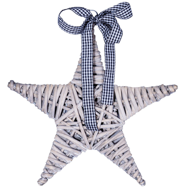 St Helens Grey Wicker Star Christmas Decoration - Size: 5 x 35 x 31cm - Wilko - image 1