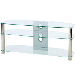 MMT Furniture Designs 2 Shelf Clear Glass Corner TV Unit - Size: 56 x 150 x 50cm - Wilko - thumbnail 3