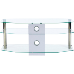 MMT Furniture Designs 2 Shelf Clear Glass Corner TV Unit - Size: 56 x 150 x 50cm - Wilko - thumbnail 4