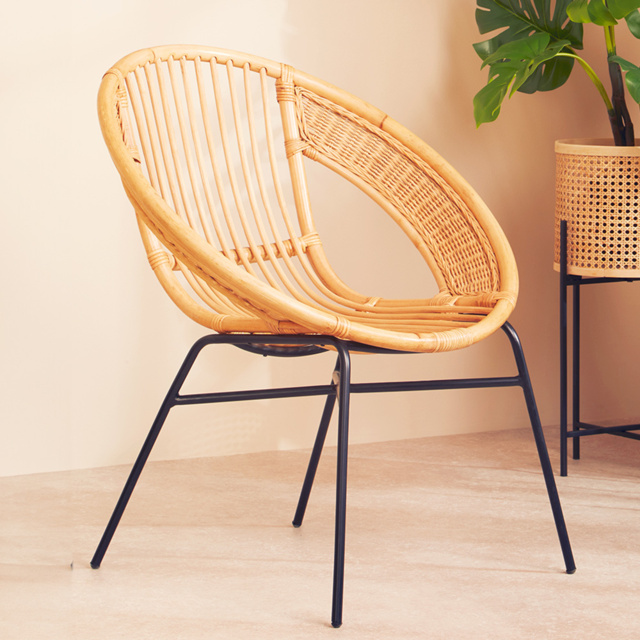 Interiors by Premier Lagom Natural and Black Rattan Chair - Size: 1 Seater - Wilko - image 1