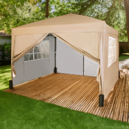 Beige Pop Up Patio Canopy Tent with Removable Sidewalls 3 x 3m - MCC - Wilko - thumbnail 1