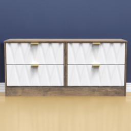 Crowndale Las Vegas 4 Drawer Matt White and Vintage Oak Chest of Drawers Ready Assembled - Wilko - thumbnail 1