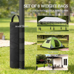 Outsunny 40kg Black Heavy Duty Gazebo Sand Weights Bags 8 Pack - Size: 50 x 20 x 1cm - Wilko - thumbnail 7