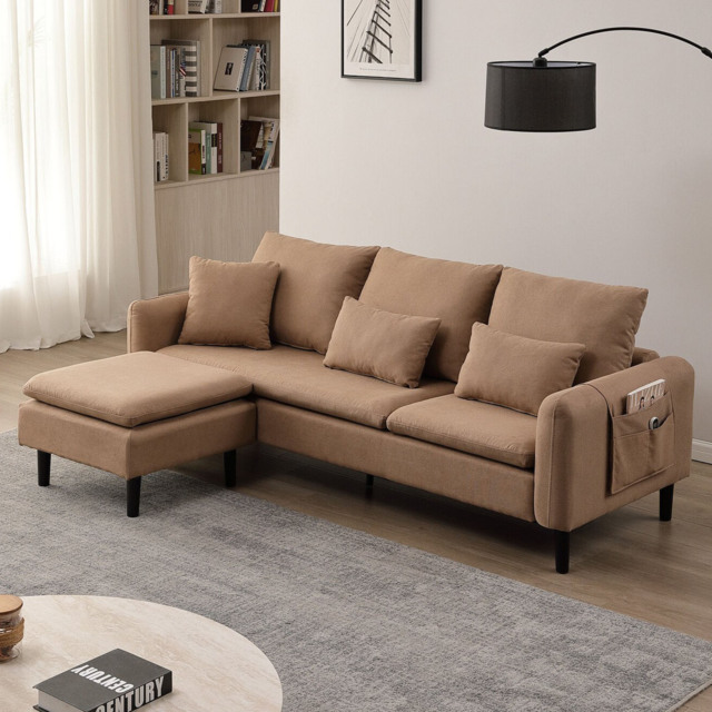 Sable 3 Seater Brown Fabric Sofa - Wilko - image 1