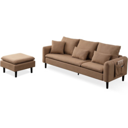 Sable 3 Seater Brown Fabric Sofa - Wilko - thumbnail 3