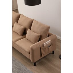 Sable 3 Seater Brown Fabric Sofa - Wilko - thumbnail 6