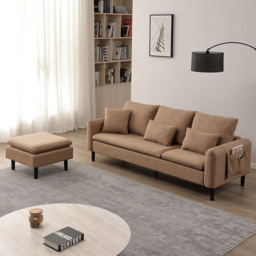 Sable 3 Seater Brown Fabric Sofa - Wilko - thumbnail 4