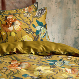 EW by Edinburgh Weavers Morton Floral King Size Ochre Cotton Sateen Duvet Cover Set - Yellow - Wilko - thumbnail 4