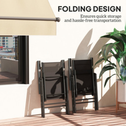 Outsunny Black Folding Chair with Breathable Mesh Fabric Seat Set of 2 - Size: 108 x 67 x 54cm - Wilko - thumbnail 7