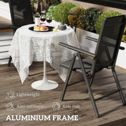 Outsunny Black Folding Chair with Breathable Mesh Fabric Seat Set of 2 - Size: 108 x 67 x 54cm - Wilko - thumbnail 5