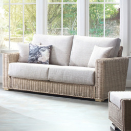 Desser Burford 3 Seater Blush Tweed Natural Rattan Sofa - Pink - Wilko - thumbnail 1