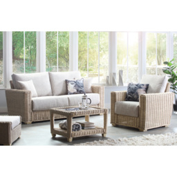 Desser Burford 3 Seater Blush Tweed Natural Rattan Sofa - Pink - Wilko - thumbnail 4