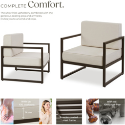 tectake Comosa Brown and Beige Garden Chair - Size: 85 x 74 x 78cm - Wilko - thumbnail 4