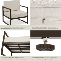 tectake Comosa Brown and Beige Garden Chair - Size: 85 x 74 x 78cm - Wilko - thumbnail 6