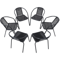 Living and Home Set of 6 Black Wicker Stackable Garden Chair - Size: 71 x 44 x 37cm - Wilko - thumbnail 3