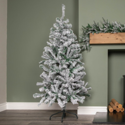 Samuel Alexander Snow Flocked Artificial Christmas Tree with Green Metal Stand 5ft - Multi - Wilko - thumbnail 3