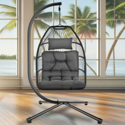 tectake Ariane Dark Grey Egg Chair with Thick Cushions and Protective Cover - Size: 202 x 98 x 107cm - Wilko - thumbnail 1