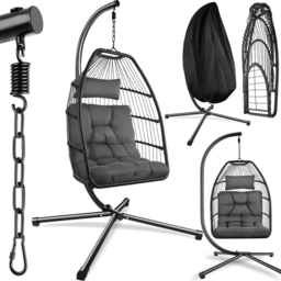 tectake Ariane Dark Grey Egg Chair with Thick Cushions and Protective Cover - Size: 202 x 98 x 107cm - Wilko - thumbnail 3