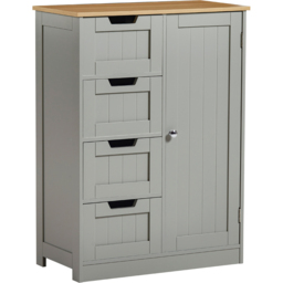 Bath Vida Priano Single Door 4 Drawer Grey Floor Cabinet - Size: 81 x 60 x 30cm - Wilko - thumbnail 3