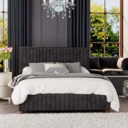 Laurence Llewelyn-Bowen Estella King Size Black Mirazzi Velvet Ottoman Bed - Wilko - thumbnail 1