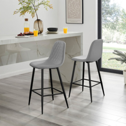 Furniturebox Solara Grey Faux Leather Black Legs Counter Stools Set of 2 - Wilko - thumbnail 6