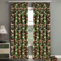 Velosso Camouflage Green Curtain 66 x 72cm - Size: 183 x 167 x 1cm - Wilko