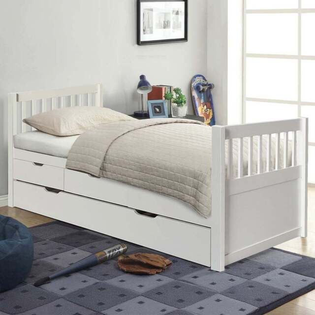 Brooklyn Single White Pine Cabin Bed with Trundle - Wilko - image 1