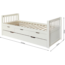 Brooklyn Single White Pine Cabin Bed with Trundle - Wilko - thumbnail 4