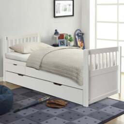 Brooklyn Single White Pine Cabin Bed with Trundle - Wilko