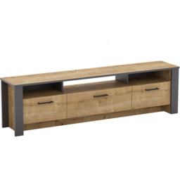 Decorotika Manhattan 3 Door 3 Shelf Sapphire Oak and Dark Grey TV Unit - Size: 49 x 180 x 35cm - Multi - Wilko - thumbnail 7