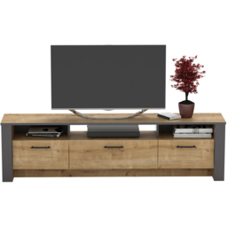 Decorotika Manhattan 3 Door 3 Shelf Sapphire Oak and Dark Grey TV Unit - Size: 49 x 180 x 35cm - Multi - Wilko - thumbnail 4