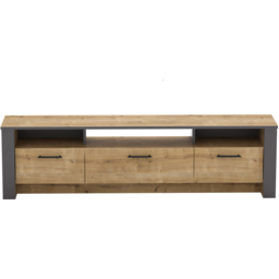 Decorotika Manhattan 3 Door 3 Shelf Sapphire Oak and Dark Grey TV Unit - Size: 49 x 180 x 35cm - Multi - Wilko - thumbnail 3