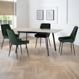 Seconique Avery 4 Seater Extending Dining Set Concrete and Emerald Green - Grey - Wilko - thumbnail 1