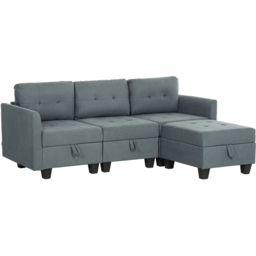 HOMCOM 3 Seater Grey Modular L Shaped Sofa with Storage - Wilko - thumbnail 3