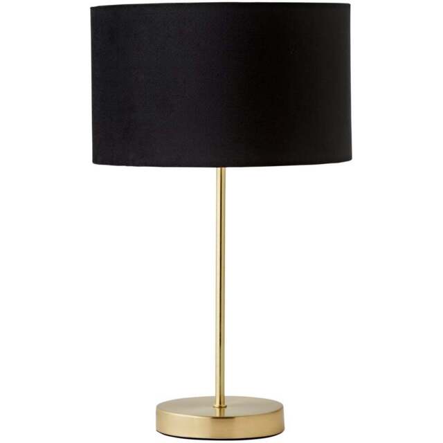 ValueLights Charlie Metallic and Black Velvet Shade Gold Table Lamp and Bulb - Size: 43 x 25 x 25cm - Wilko - image 1