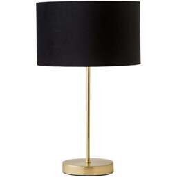 ValueLights Charlie Metallic and Black Velvet Shade Gold Table Lamp and Bulb - Size: 43 x 25 x 25cm - Wilko