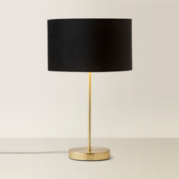 ValueLights Charlie Metallic and Black Velvet Shade Gold Table Lamp and Bulb - Size: 43 x 25 x 25cm - Wilko - thumbnail 6