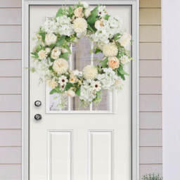 Living and Home Champagne White Artificial Mixed Flowers Peony Wreath 38cm - Size: 4 x 38 x 38cm - Wilko - thumbnail 3