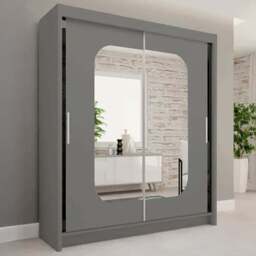 Sliding Wardrobes 4U Marika 2 Door Grey Mirrored Wardrobe 150cm - Wilko - thumbnail 1