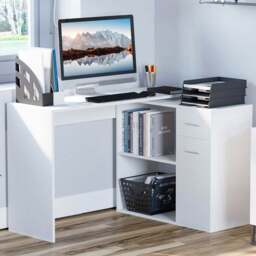 Portland L Shape Corner Desk White - Size: 117 x 82 x 74cm - Wilko